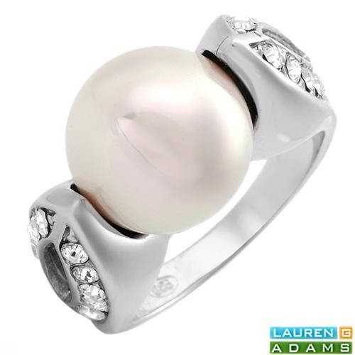 LAUREN G. ADAMS-12MM PEARL CRYSTALS RING 925SS-sz7